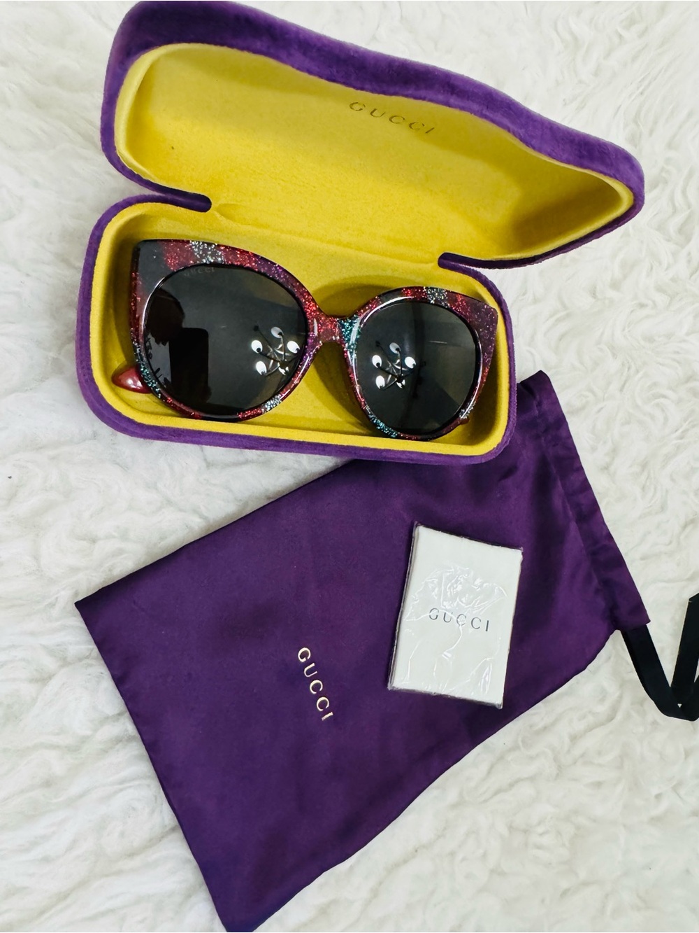 Gucci Women's Multicolor Glitter Cat-Eye Sunglasses with Black Lenses